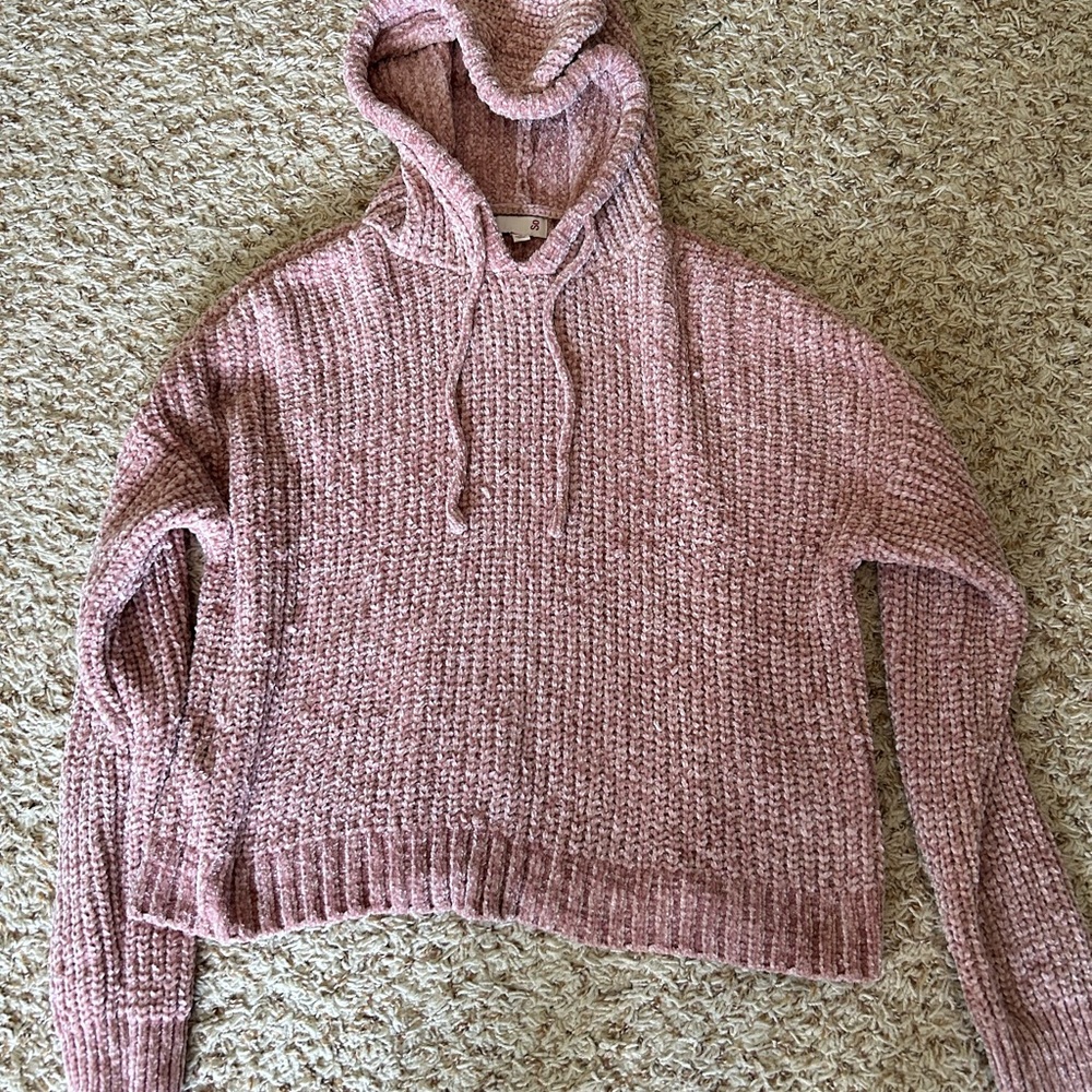SO Women's Pink Knit Hooded Sweater - Picture 1 of 5
